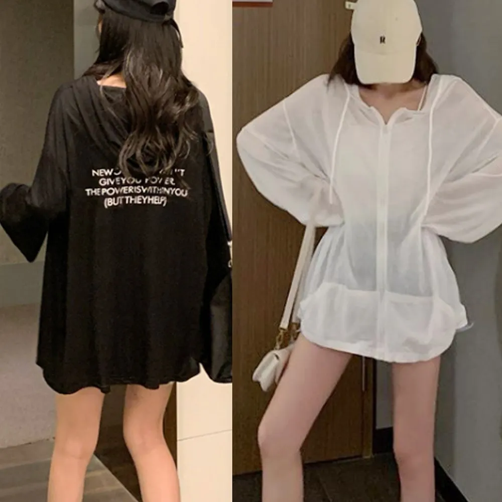 

후드 집업 얇은 여름 가디건 비치웨어 루즈핏