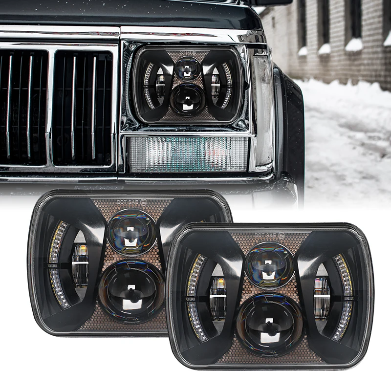 

DRL 7X6 5X7 Led Headlights For Jeep Wrangler YJ Cherokee XJ 1984 - 2001 GMC Ford IP67 Waterproof High Low Beam