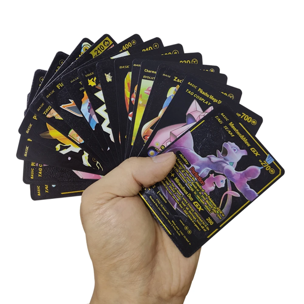 

27/54pcs Black Pokemon Cards Gold Silver Vmax GX Energy Card Charizard Pikachu Rare Collection Battle Card Child Toys Gift