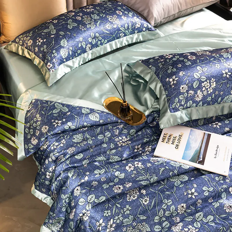 

Summer Cool Quilt 1/4-Piece Set Of Washed Air-Conditioning Quilt Single Double Quilt Summer Thin Quilt Summer Ice Silk Quilt