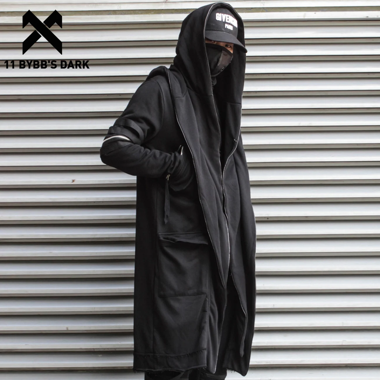 

11 BYBB'S DARK Wizard Cape Cloak Fake two Jacket Men Gothic Punk Streetwear Jacket Coats Tactical Function Hoody Windbreaker