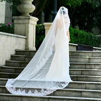 lace wedding veil with comb exquisite flower patterns in edge original designed bridal veils long cathedral veil for girlfriend