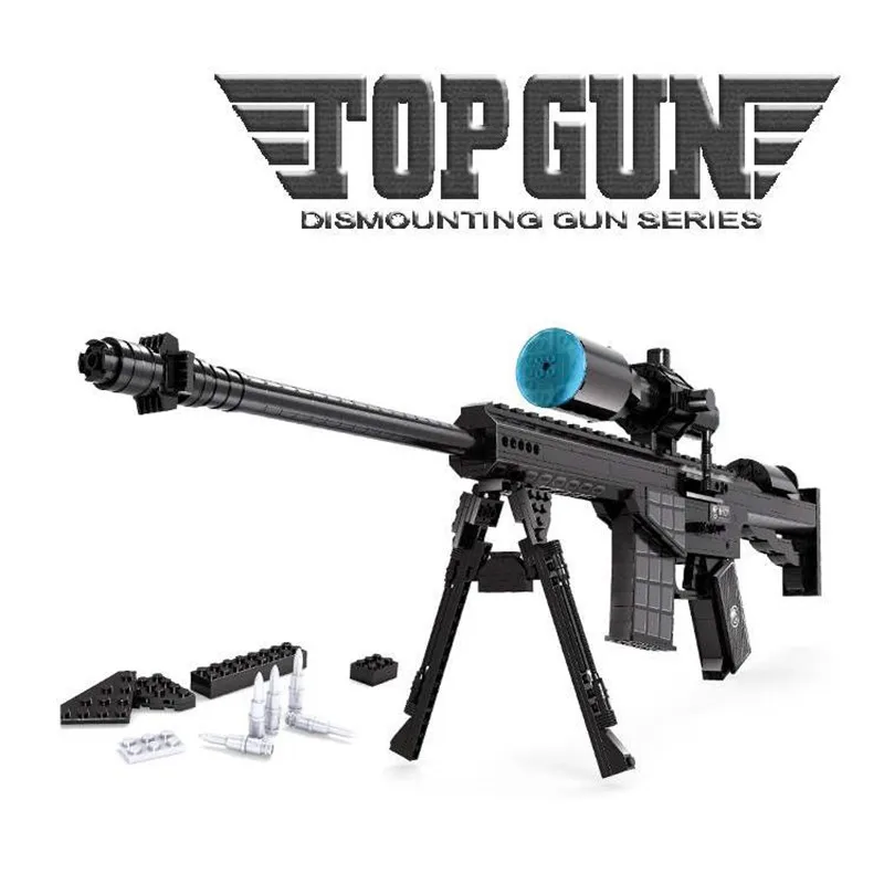 

527Pcs Military SWAT Police Sniper Rifle M107 Gun Weapon 1:1 Model Building Blocks Set Guns Brinquedos Kit Kids Educational Toys