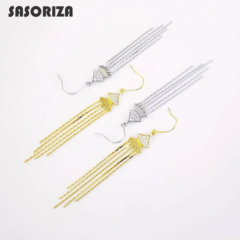 

S925 Sterling Silver Drop Earrings for Women Fan-shaped Earrings Fine Jewelry