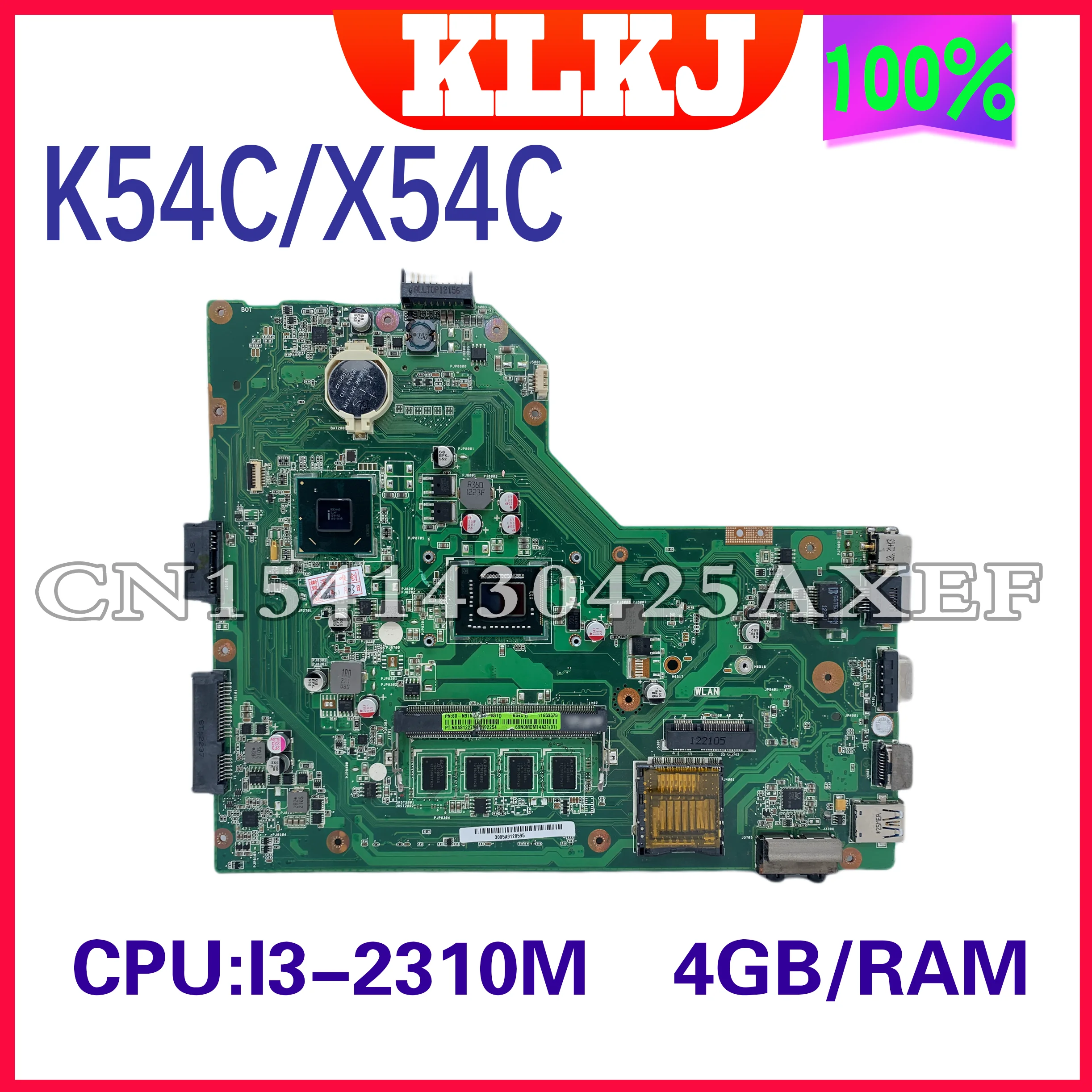 Материнская плата Dinzi K54C для ноутбука ASUS X54C материнская с 4 Гб оперативной памяти