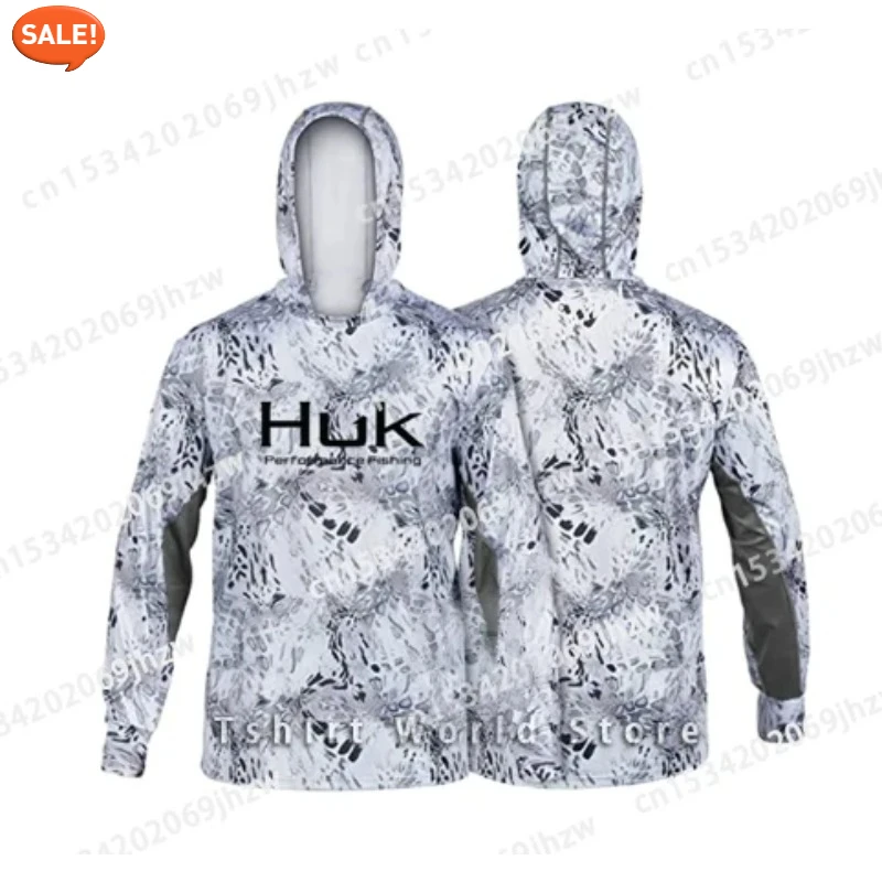 Фото Мужская рыболовная рубашка HUK 2025, однотонная, с длинным рукавом, UPF50+, быстросохнущая, легкая, тонкая, дышащая, для активного отдыха на природе №3