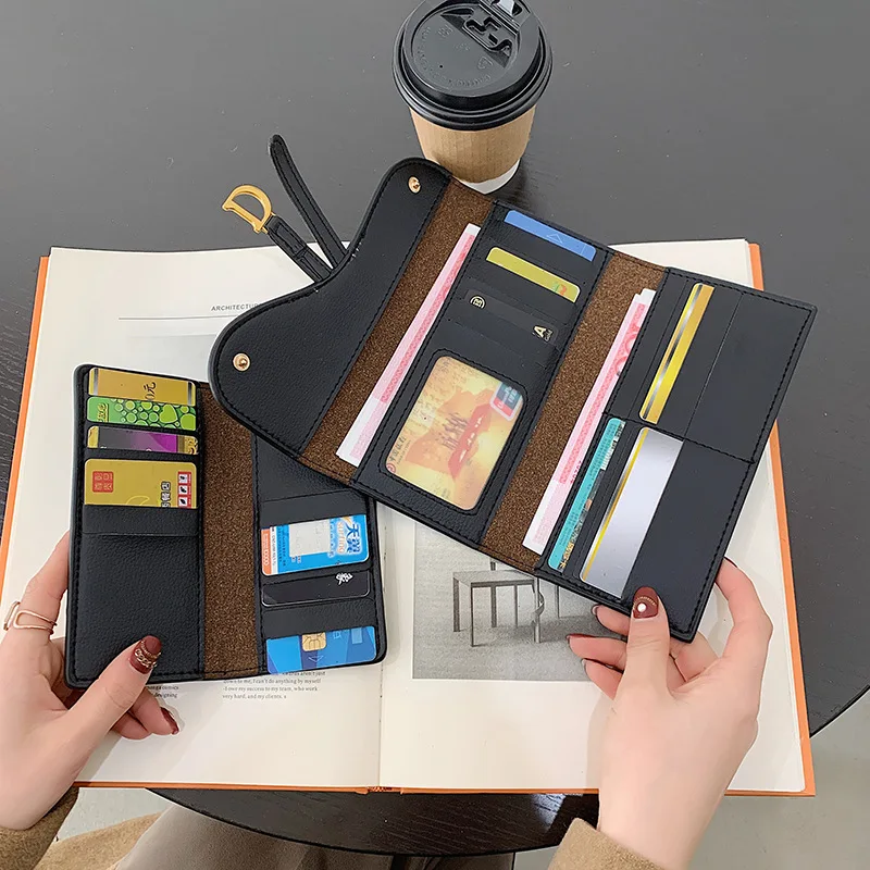 Women Wallets Long Simple Tide Buckle Folding Stone Grain Multi-card Card Bag Short Small Wallet Change Clip |