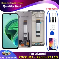 6 53 original for xiaomi poco m3 lcd display touch screen digitizer assembly for redmi 9t m2010j19cg m2010j19ci with frame lcd