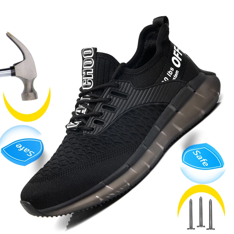 

2022 New Hot Safety Shoes Men Lightweight Work Sneakers Steel Toe Shoes Men Boots Puncture-Proof Safety Indestructible Footwear