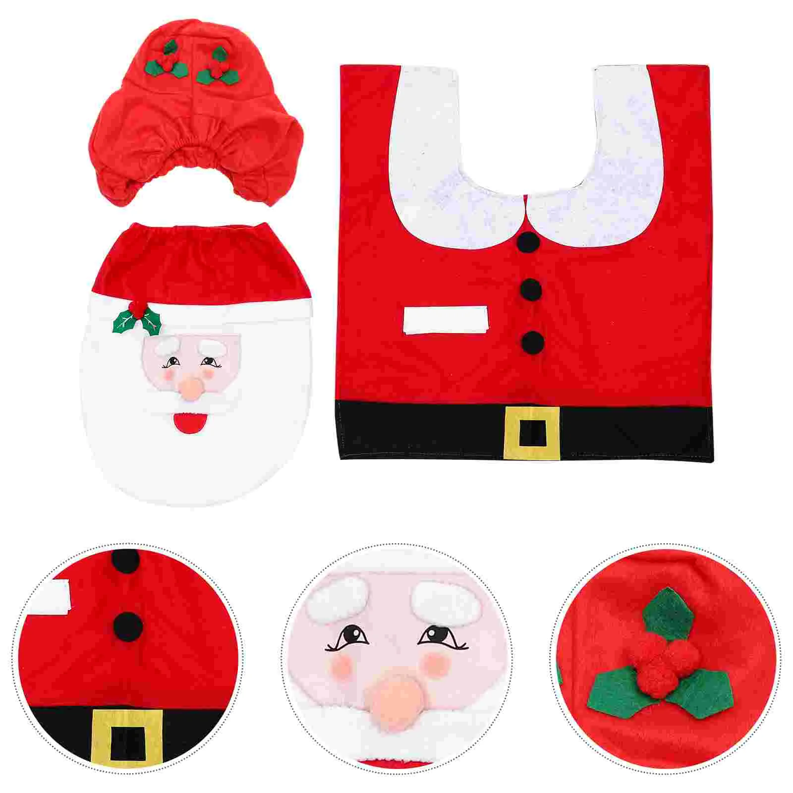 

Toilet Cover Christmas Bathroom Set Decor Santa Decorationsets Holiday Box Lid Rug Tank Paper Carpetandthe Ornament Snowman