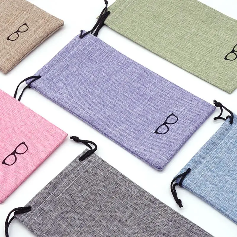 

1PC Sunglasses Storage Bag Fashion Linen Dust Proof Drawstring Pouch Solid Color Portable Pocket Spectacles Case Eyeglasses Bag