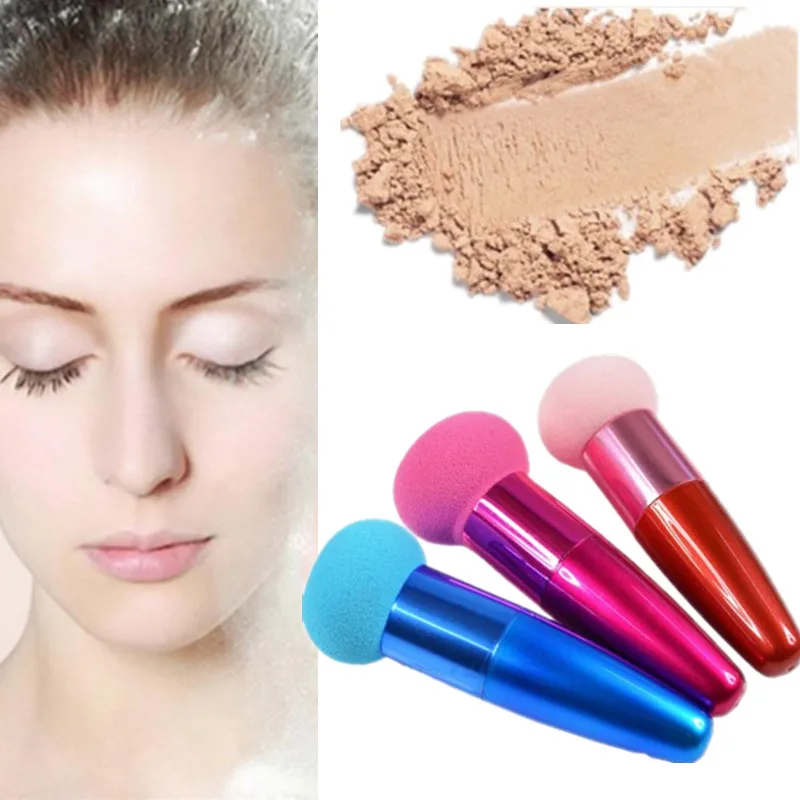 

3Colors Makeup Brushes Foundation Anti-dregs Liquid Cream Plastic Handle Concealer Mushroom Head Sponge Brush Beauty Makeup Tool