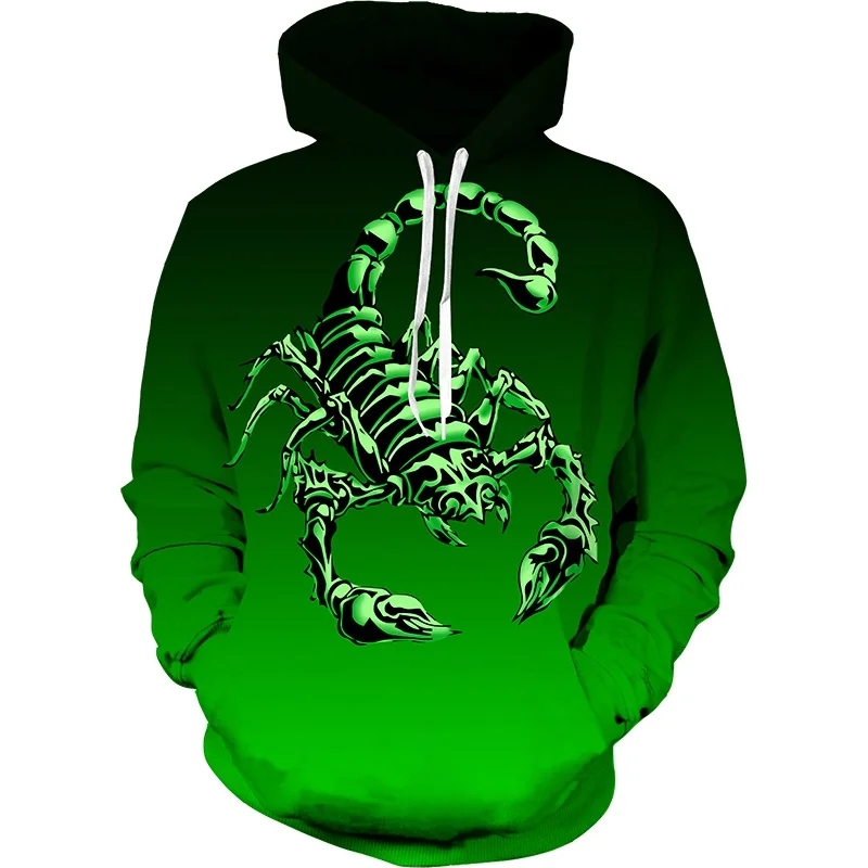 

Новинка Осень-зима толстовка с 3D принтом скорпиона животного Мужской пуловер унисекс с длинным рукавом в стиле хип-хоп