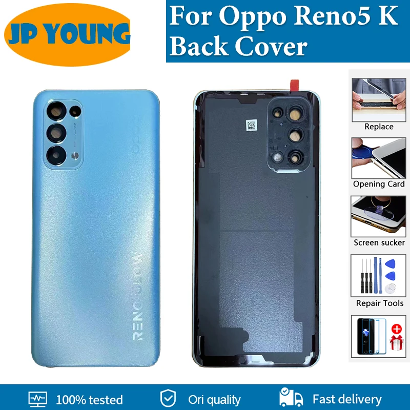 Оригинальная новая задняя крышка корпуса для Oppo Reno5 K задняя крышка батарейного отсека Ремонт PEGM10 задняя фотокамера с заменой объектива