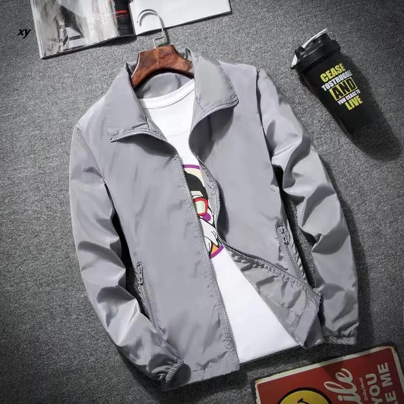 Spring / summer 2022 new men's solid jacket casual windbreaker zip thin lapel jacket s to 7XL
