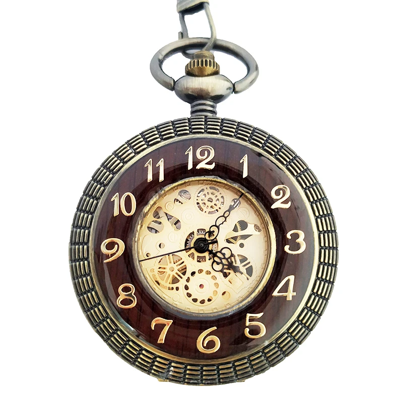 Vintage Roman Number Hand-Winding Watch creative carving flower Mechanical Pocket Watch Chains Pendant Man Women Gifts 2023