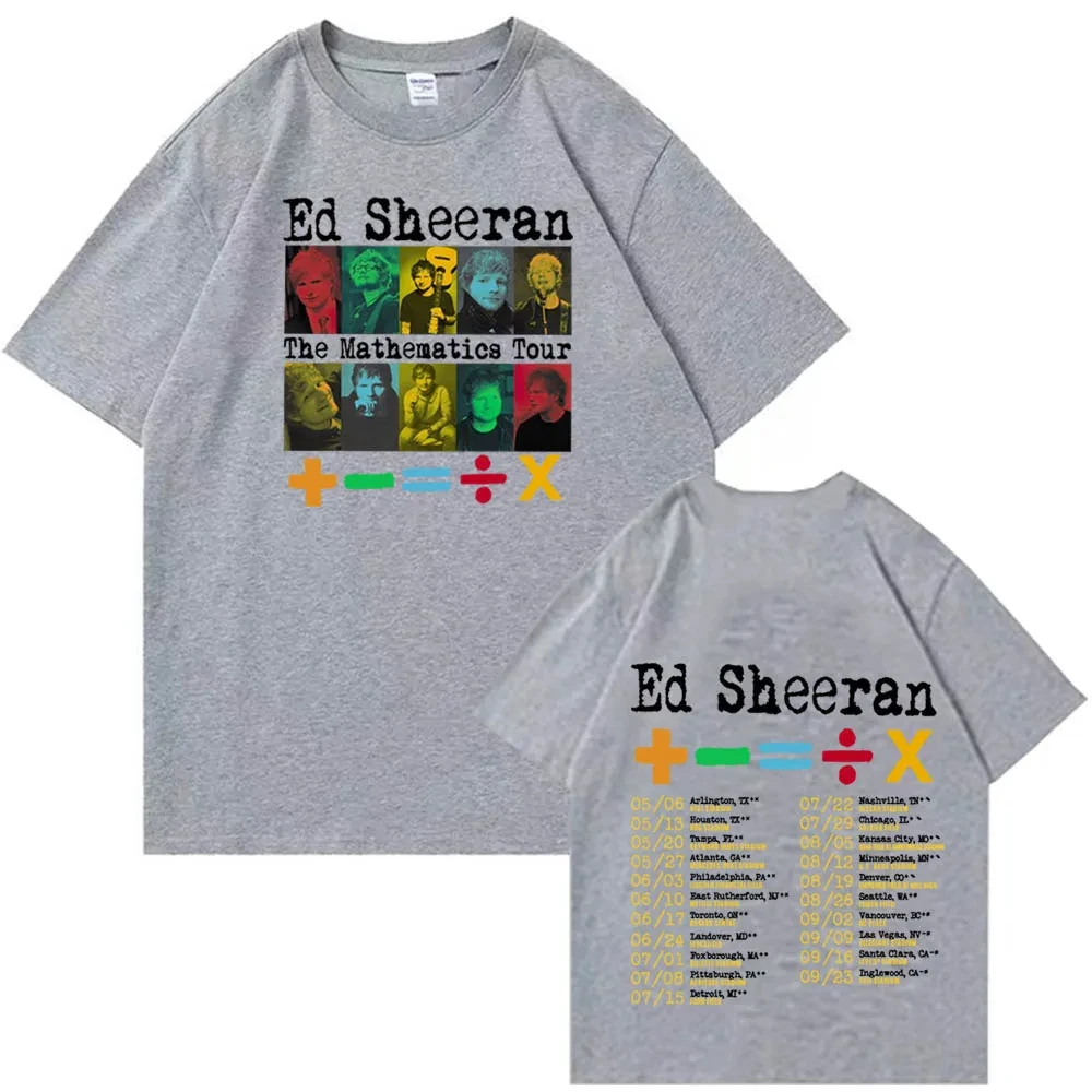 Футболки Ed Sheeran Mathematics Tour 2024 Harajuku хип-хоп рубашки с короткими рукавами и круглым