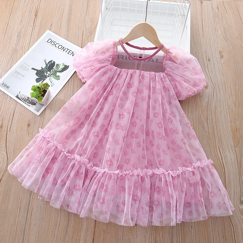 

Summer Kids Dresses for Girls Mesh Pretty Korean Flower Girl Dress Fashion Toddler Children Cosstume Children Birthday Outfits