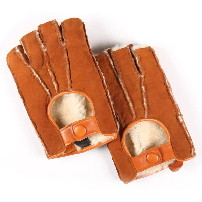 GOURS зимние перчатки из натуральной кожи женские черные овчины без пальцев модные