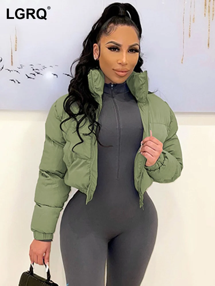 

LGRQ Fashion Elegant Women's Jackets New Long Sleeve Stand Collar Solid Zipper Loose Pockets Coat Female Tide Autumn 2023 19J273