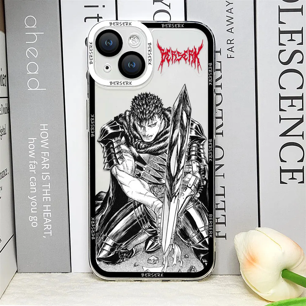 Berserk Guts Anime Phone Case for IPhone 16 15 14 13 12 Mini 11 Pro Max X XR XS 7 8 SE20 Plus Soft Silicone Transparent Cover