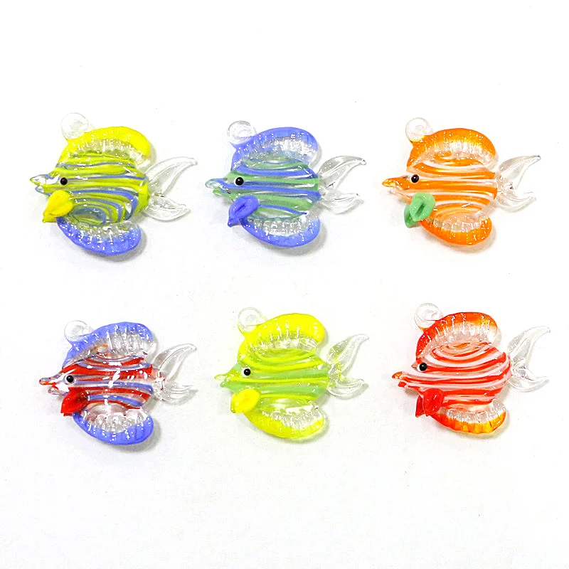 

6Pcs Handmade Glass Tropical Fish Mini Figurines Pendant Aquarium Fish Tank Decor Cute Sea Animals Tiny Statue Craft Ornaments