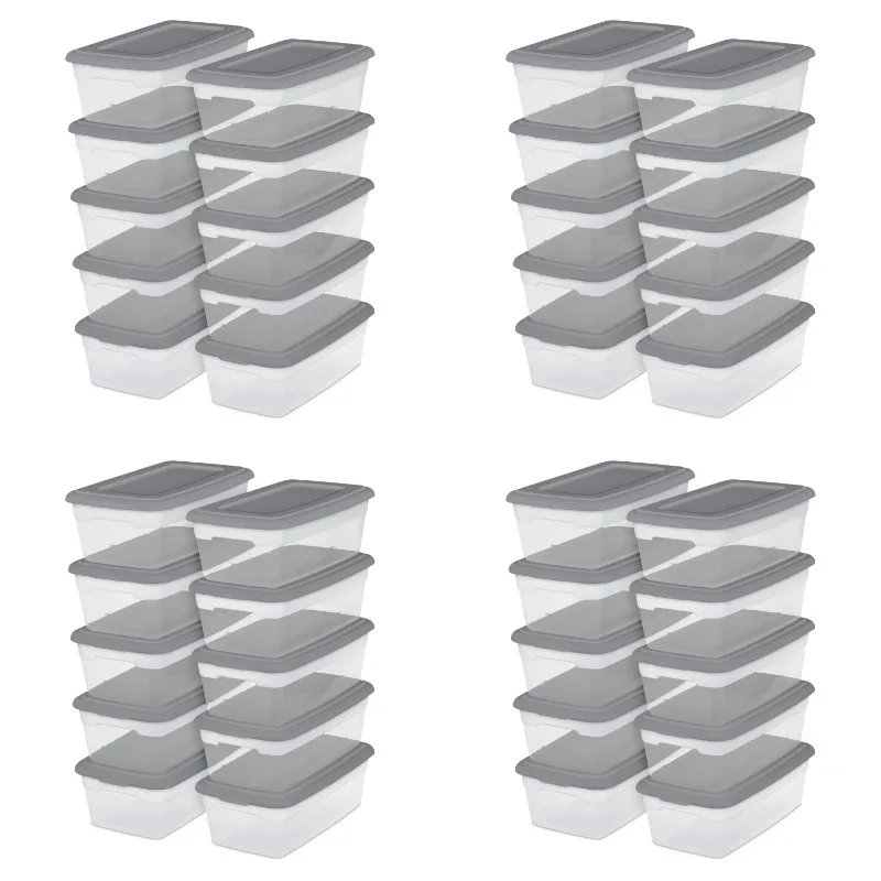 

Sterilite 6 Qt. Storage Box Plastic, Titanium, Set of 40