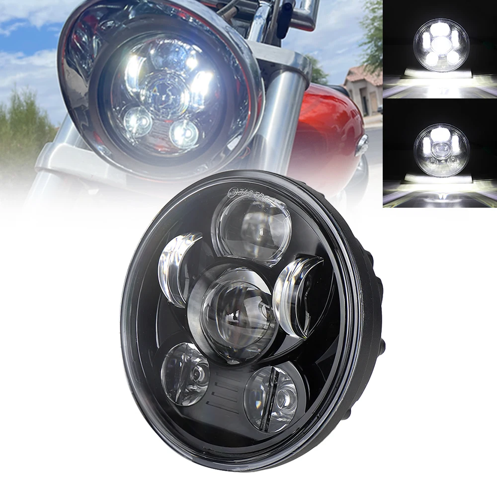 

Для Honda VT1300 2010-2022 Fury Saber Interstate Stateline 5,75 дюйма круглая Светодиодная лампа Черная прозрачная мотоциклетная фара