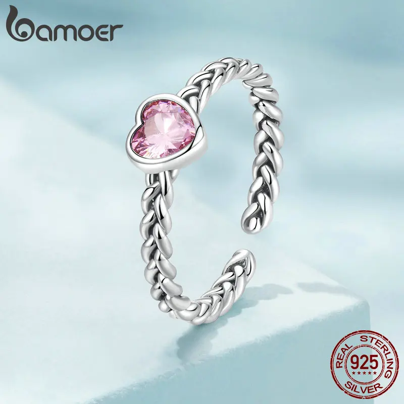 BAMOER 925 пробы Серебряная плетеная текстура витая вечность браслет штабелируемые