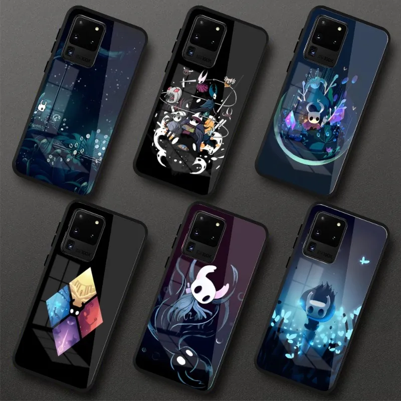Cute Hollow Knight Phone Case For Samung A32 A51 A52 NOTE 10 20 S10 S20 S21 S22 Pro Ultra Black PC Glass Phone Cover