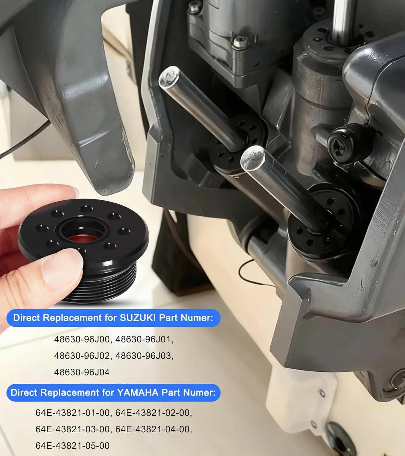 Фото Винтовой наконечник с уплотнениями для систем Tilt & Trim, подходит для 2-тактных и 4-тактных двигателей Honda/Suzuki/Yamaha мощностью 115-250 л.с., 64E-43821-01-00 FSM023 48630-96J00 №3