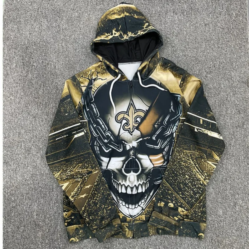 

Skull Tattoo 3D printed zipper hoodie Loose long sleeved men pullover sweater hooded coat tracksuit outside baseball uniform