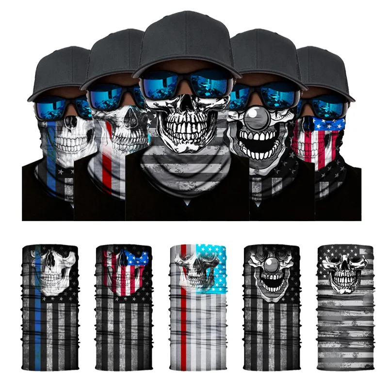 

Skull Print Outdoor Scarf UV Fishing Windpproof Head Scarves Magic Headwear Neck Warmer Tactical Headband For Cycling Camping