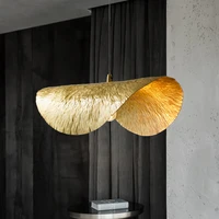 creative design of the restaurant lotus leaf copper chandelier personal atmosphere simple golden led lamp for the study room
