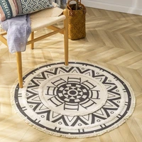 vintage cotton linen round carpets for living room boho mandala carpet bedroom macrame decorative area rugs kids room home decor