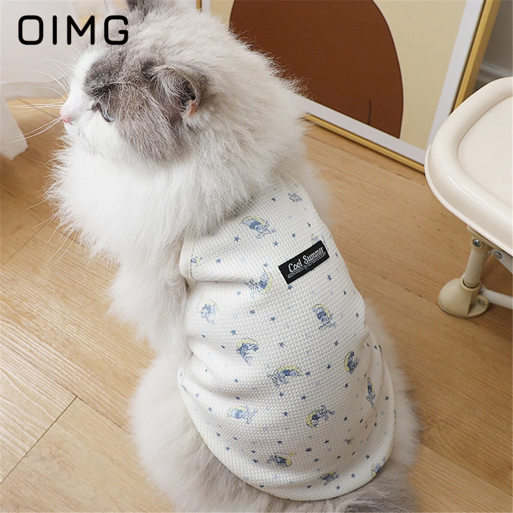 

OIMG Cool Summer Pet Clothing New Home Casual Small Dogs Pullover Round Neck Schnauzer German Cat Breathable Sleeveless Tank Top