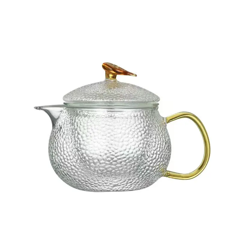 

500ML color handle Heat-resistant thickened glass hammer teapot kettle teapot