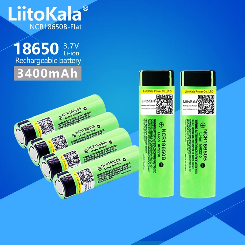 

6 шт. LiitoKala 18650 аккумулятор NCR18650B 34B 3,7 в 18650 3400 мАч, перезаряжаемая литиевая батарея, батарея для фонарика