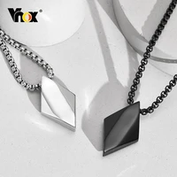 vnox rhombus necklace for men stainless steel geometric pendant with adjustable box chain simple classic minimalist collar