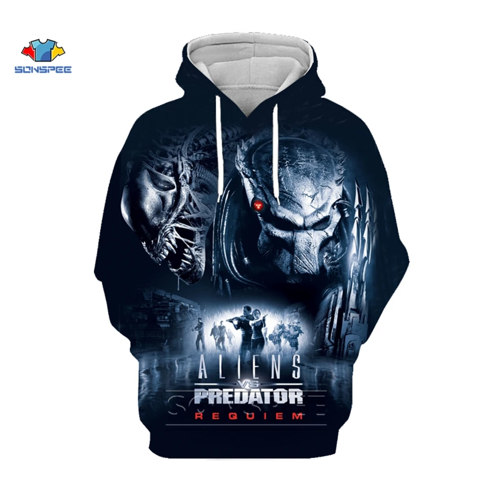 

SONSPEE Movie The Predator Hoodie Man Predator Hoodies 3d Print Alien Hoody Clothes Sweatshirts Mens Clothing Harajuku Pullover