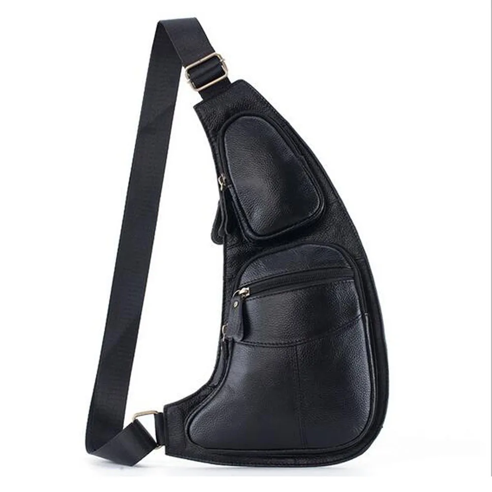 

Crescent Men Leather Messenger Quality Cross Pack Travel Genuine Day Bag Single Back Body Vintage Casual Chest Pack Shoulder