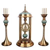 vintage home decoration accessories luxury home decor decoration pieces boheme table clock and candle holder set