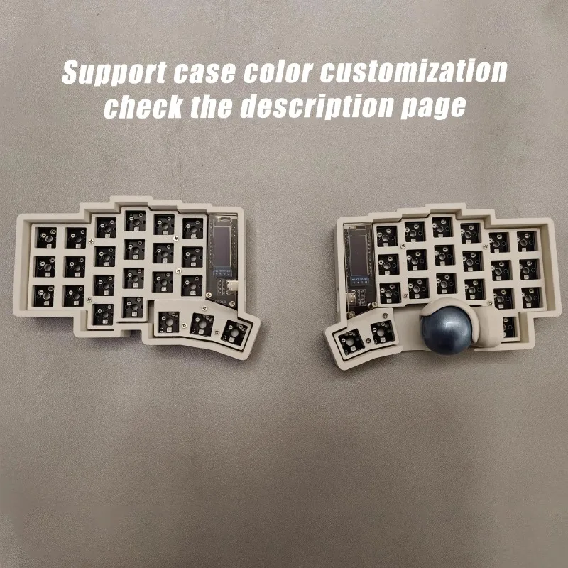 Фото Комплект раздельной клавиатуры Trackball 3x5 (39/44/47 клавиш) с поддержкой проводного подключения, настраиваемой RGB-подсветкой, возможностью горячей замены переключателей, эргономичной игровой клавиатурой с экраном/трекболом №4