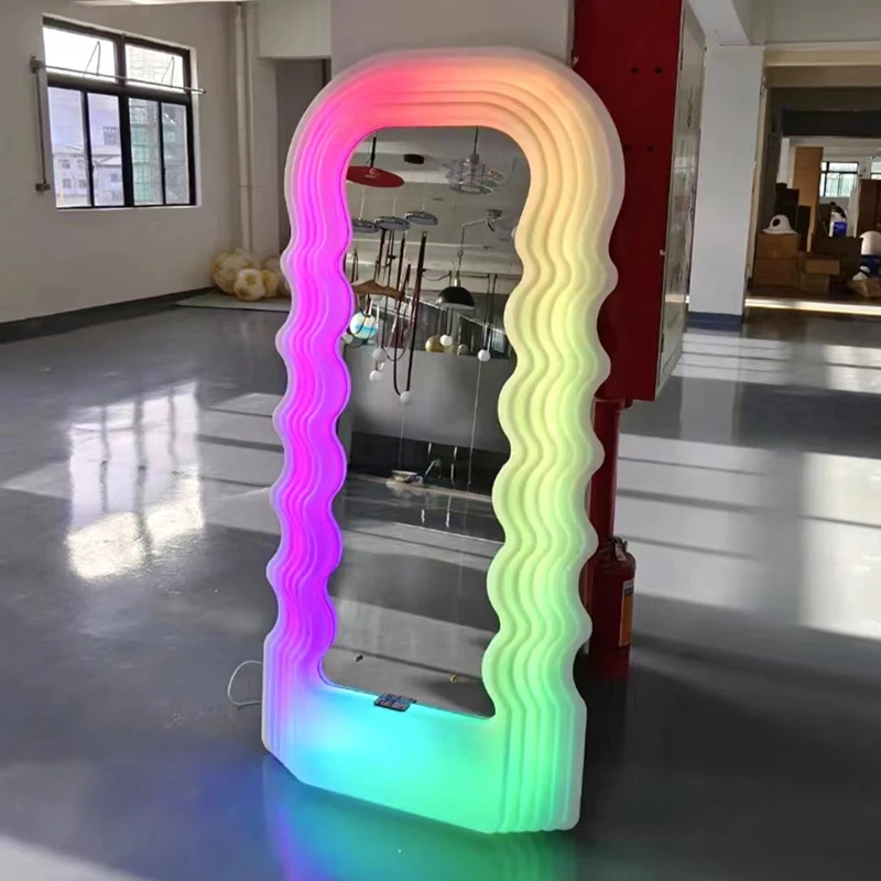 

Luxury Living Room Floor Mirror Full Body Standing Mirrors With Light Irregular Makeup Specchi Decorativi House Decorations