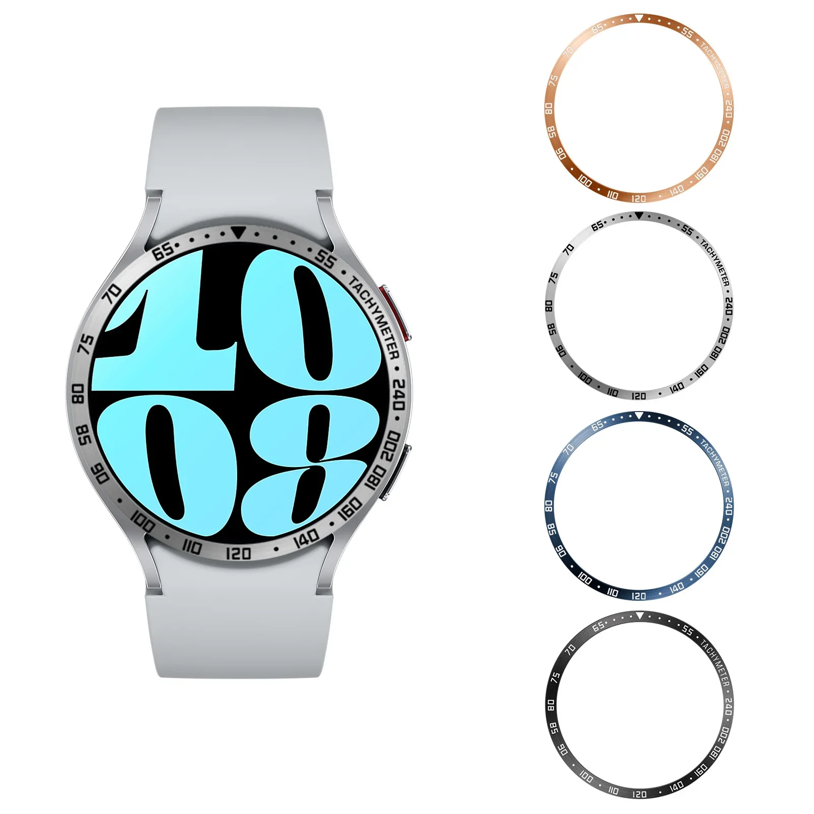 Фото Металлический безель для Samsung Galaxy Watch 6/5/4 40 мм 44 мм Рамка Time/Speed Scale Защитное кольцо Watch 6 Classic 47 мм 43 мм 46 мм 42 мм №3