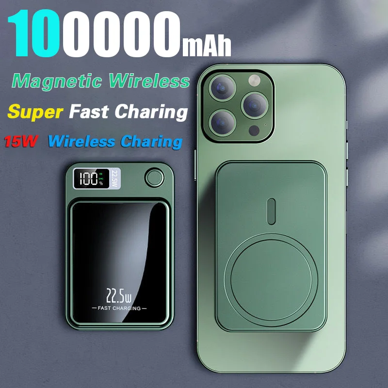 Магнитный беспроводной 100000 Быстрое зарядное устройство mAh Power Bank 22 5 Вт для