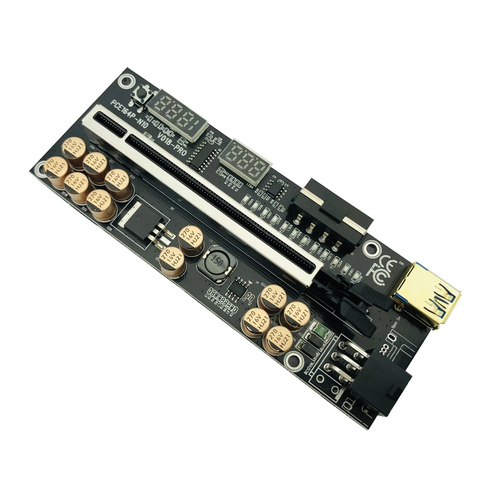 Фото Черный VER018 PRO PCI-E X16 Riser Card USB3.0 Кабель 018 PLUS PCI Express 1X–16X Удлинитель PCIe Адаптер для графического процессора BTC Miner Mining №3