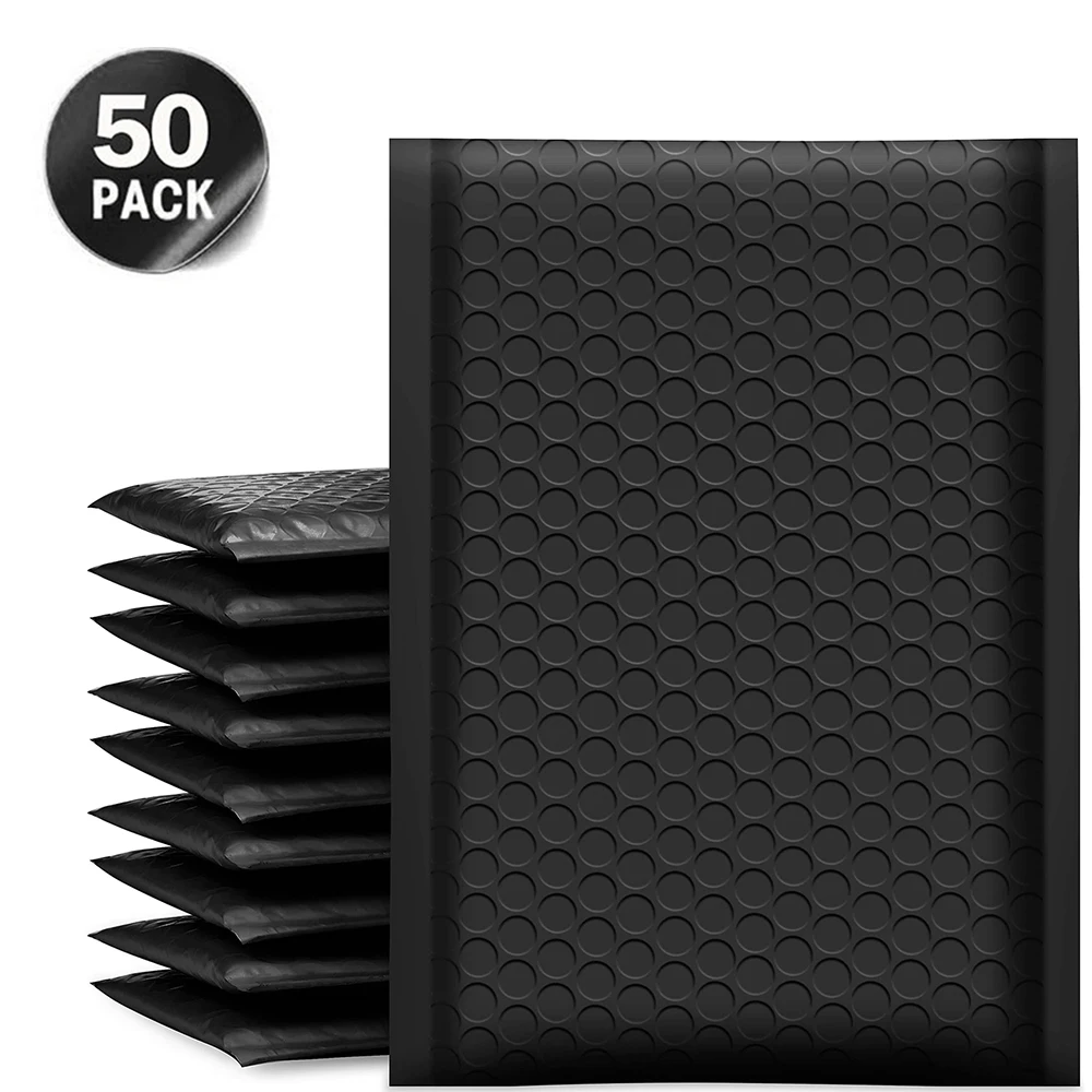 

Конверт из пузырчатой пленки, 50 шт., конверты из розового полипузырчатого пузырчатого материала, самостоятельное уплотнение, мягкие конверты, подарочные сумки, черный цвет