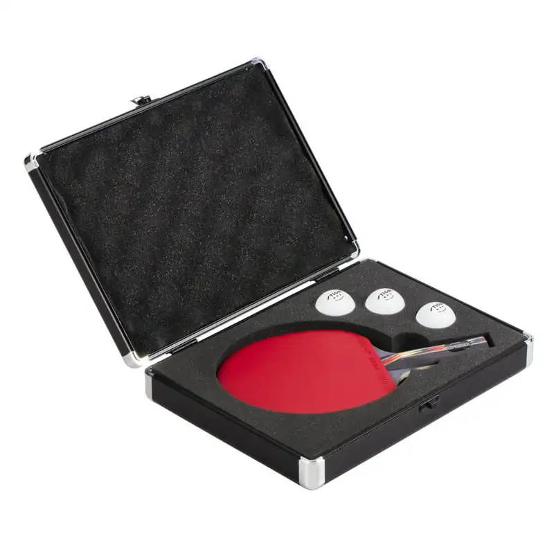

Aluminum Table Tennis Racket Hard Case Transports and Stores One Racket and Three Balls