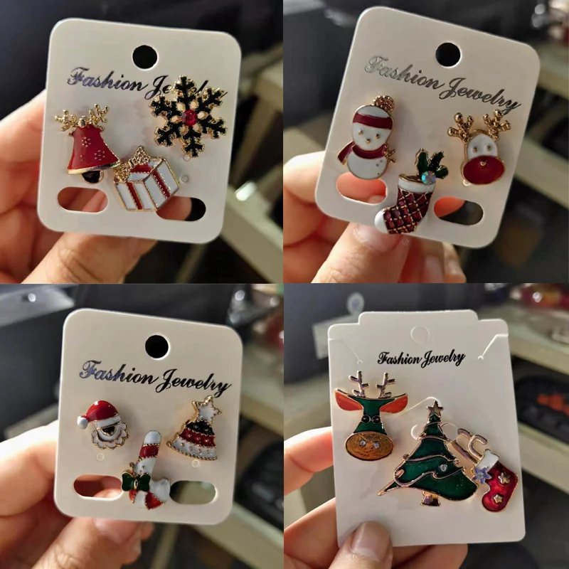 

3pcs/set Christmas Gift For Women Men Brooches Enamel Pins Santa Claus Bell Elk Snowflake Xmas Tree Brooch Kids New Year Pin